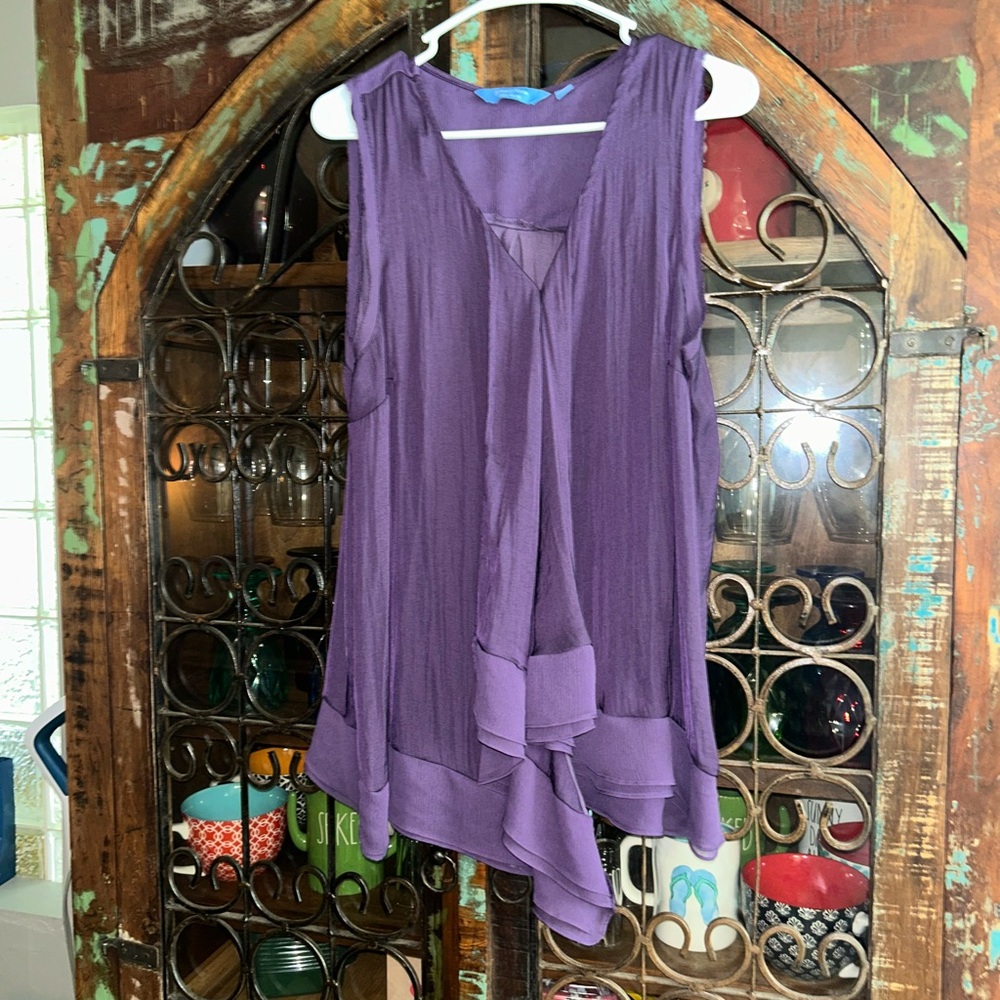 Simply Vera Vera Wang Purple Asymmetrical Sleeveless Blouse